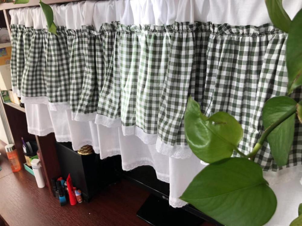 Tenda da cucina in stile inglese scozzese verde a castello con bordo in pizzo decorativo tenda corta da caffè tenda da cucina 40cm * 150cm: verde