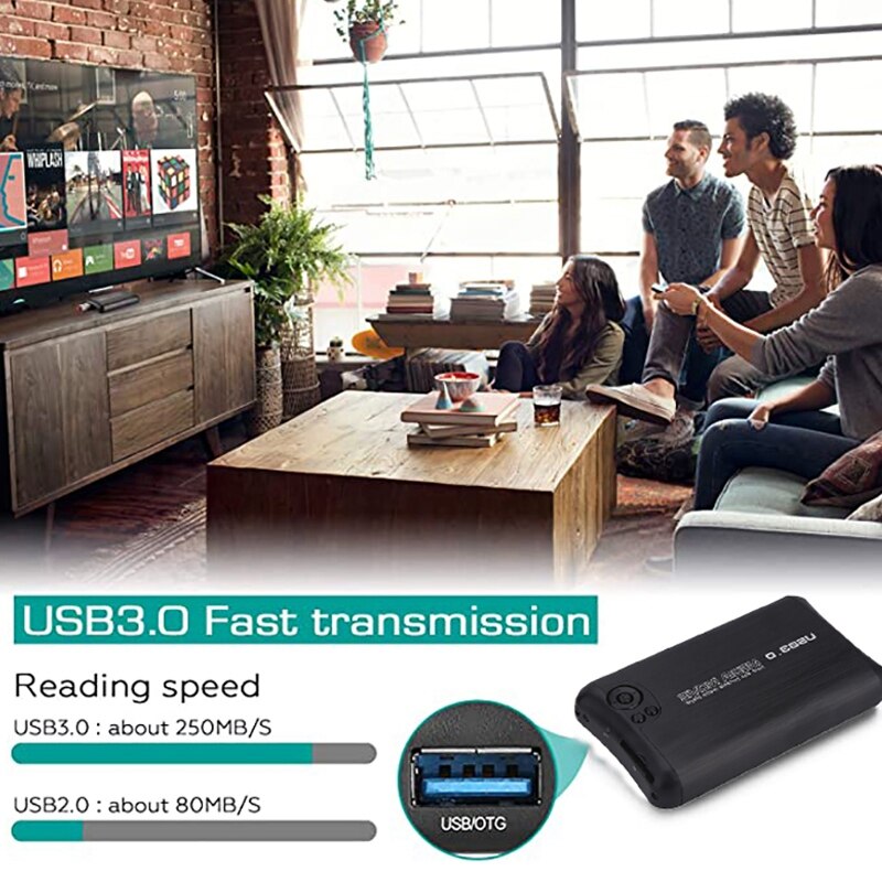 Lecteur multimédia HDMI 1080P lecteur multimédia Full HD USB3.0 lecteur de carte SD/HDD avec disque dur SATA 2.5 pouces intégré (prise ue)