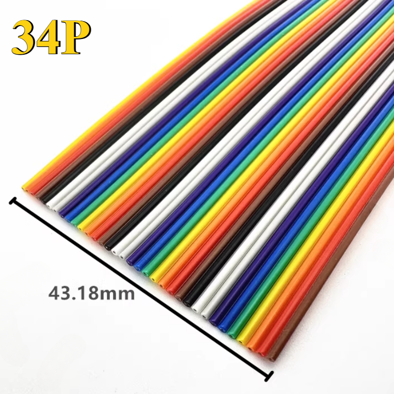 1/3/5/10/61 meter 10/14/16/20/26/34-60p /1.27mm -tons platt bandkabel med 2651 färger, regnbågsfärgad dupont-tråd för idc 2.54mm fc-kontakt: Brun / 4p