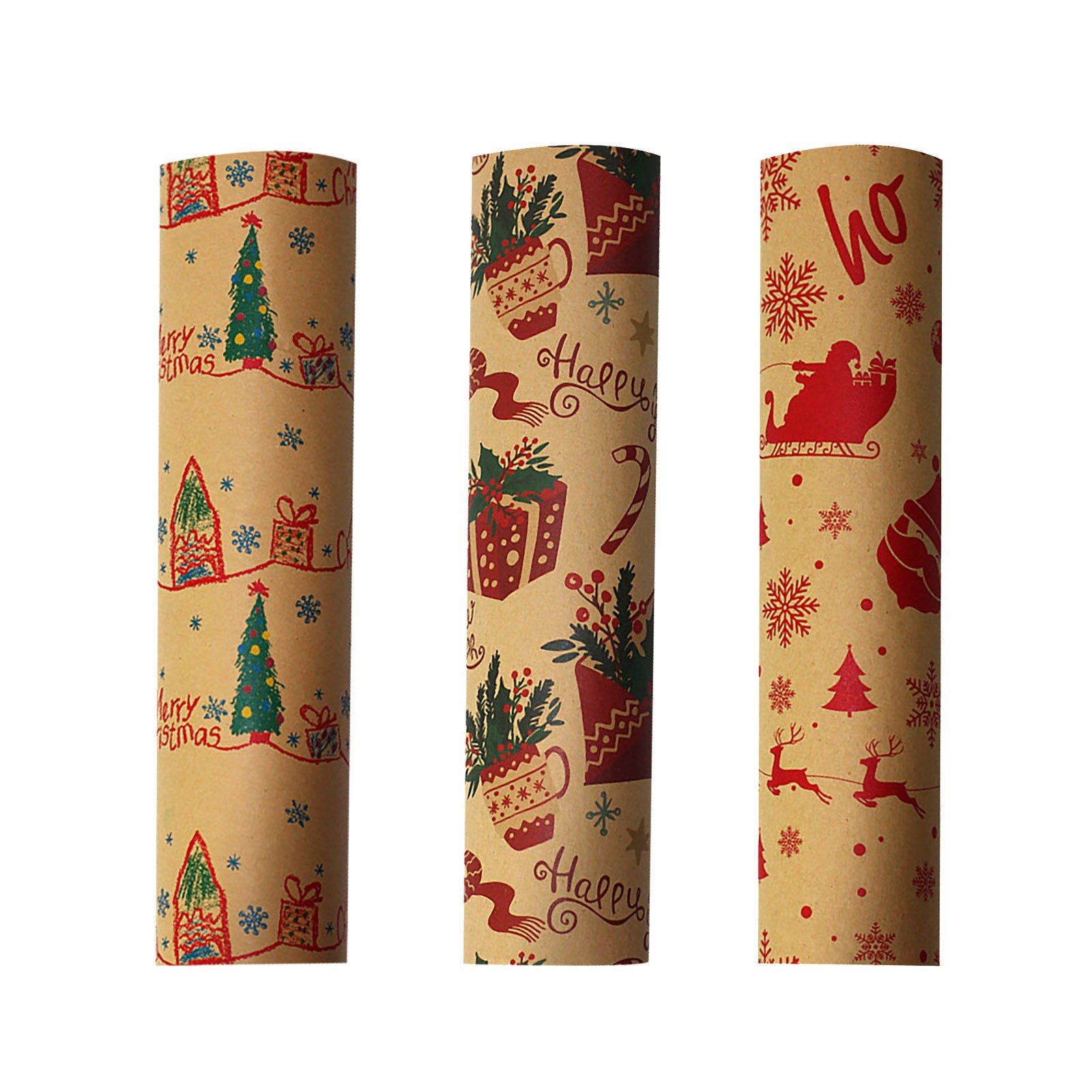 Christmas Printing Kraft Paper Roll Crafts Art Packaging Decorative Paper Home Decoration Festive Party Supply #T1P