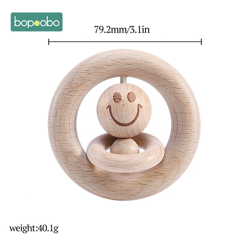 1 Pc Baby Speelgoed Houten Bijtring Food Grade Materiaal Baby Rammelaar Hout Ring Baby Bijtring Wieg Mobiele Peuter Speelgoed Baby rammelaar Voor Kids: Big Rattle