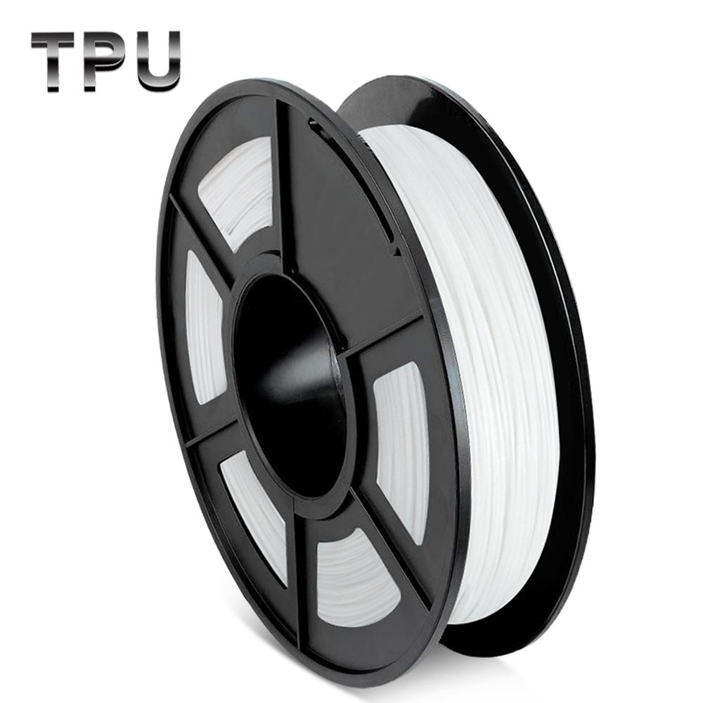 TPU 3D Printing Filament Black Flexible 1.75mm 0.5kg Filament Roll Plastic Filaments for 3D Printer Colorful Printing Material: TPU White-0.5kg