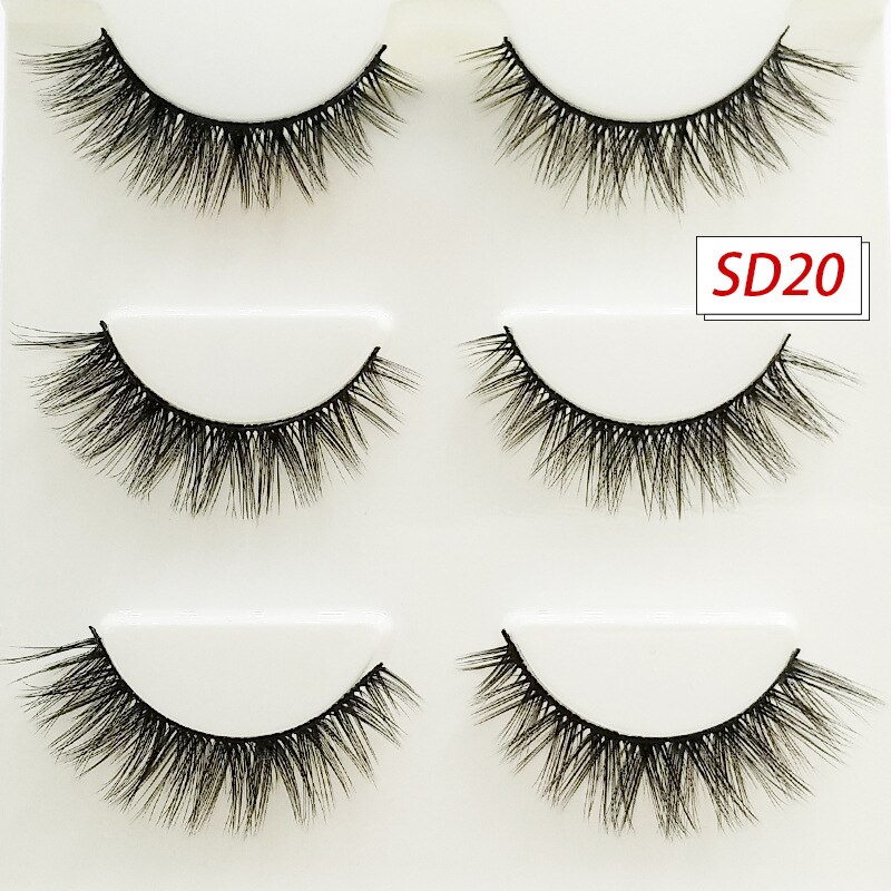 3 paires d&#39;autocollants de cils réutilisables, faux cils imperméables et durables, auto-adhésif pour femmes et petite amie: SD20