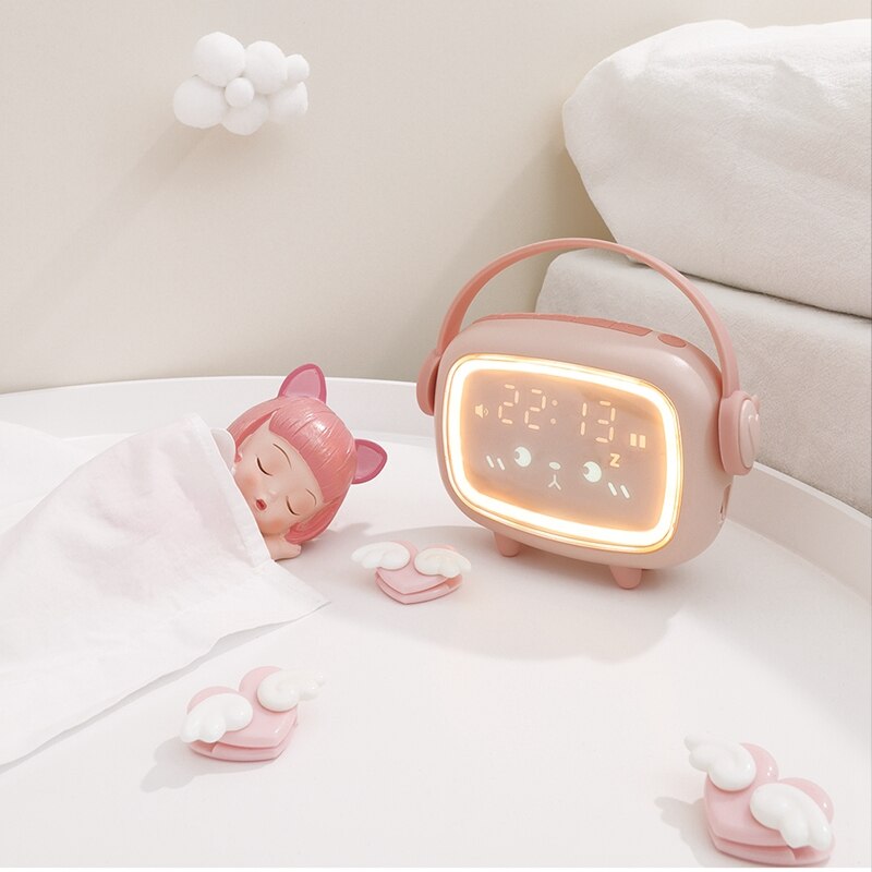 Kids Children Sleeping LED Night Light Alarm Clock Cartoon Electronic Clock Smart Sleep Alarm Clock