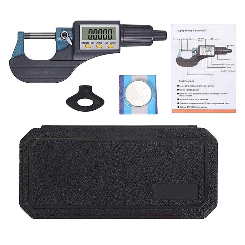 Digital Electronic Micrometer 0.001mm Outside Extra Large LCD Screen Data Hold Auto Search Woodworking Measuring Gauging Tools