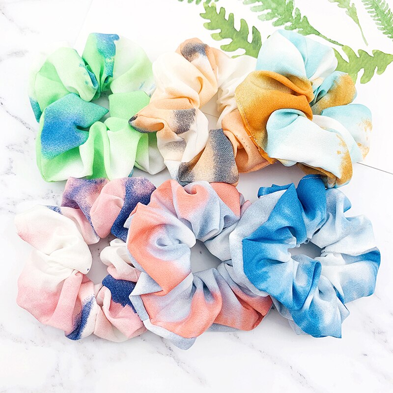 Tie-Verven Scrunchies Paardenstaart Houder Haar Das Meisjes Haar Ring Tie-Dye Print Elastische Haarbanden Vrouwen Creatieve haar Accessoires