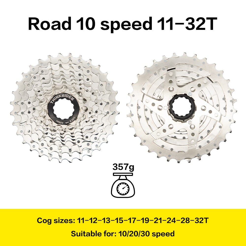 Thinkrider landevejscykel 9 10 11 speed velocidade 28t/32t cykel kassette freewheel mtb tandhjul til shimano  a1 x7 x5: Vej 10 hastighed 11-32t