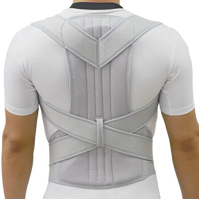 Corrector de postura de barra de aleación, escoliosis, tirantes para espalda, corsé de columna vertebral, soporte para terapia de hombros, cinturón de corrección de postura, espalda ortopédica: XXL / Gris claro
