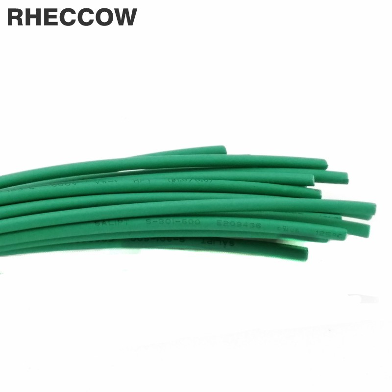 Rheccow 50m dia = 1mm 600v 2:1 grønt varmekrympeslange rørkrympeslange isoleringsmaterialer til trådindpakning
