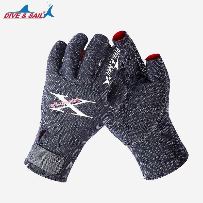 Heren dames 2.5mm neopreen handschoenen duiken anti-kras halve vinger duik speervissers handschoenen antislip snorkelen duikhandschoenen: M