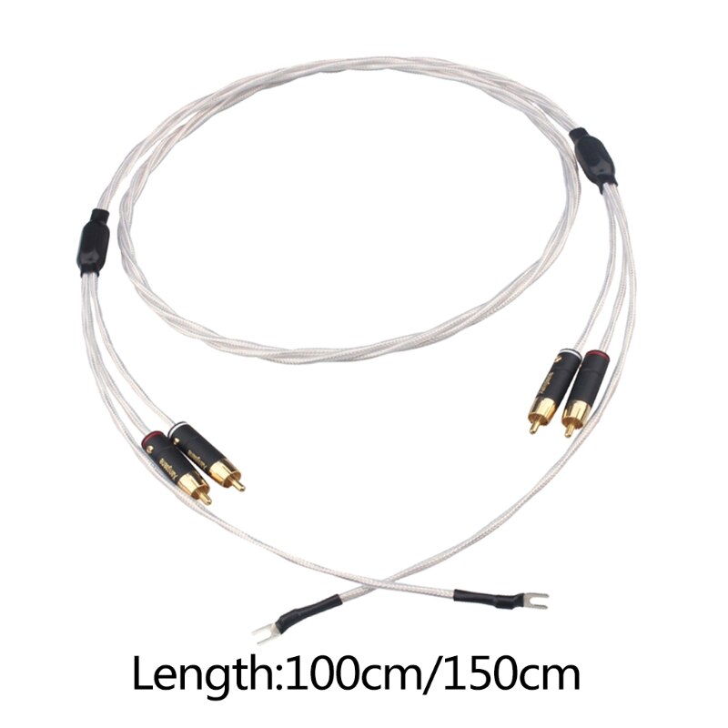 Pegamento negro de grado fiebre LP PTFE, Cable aislado Chapado en plata, fonógrafo, Cable de Audio, Cable de tierra