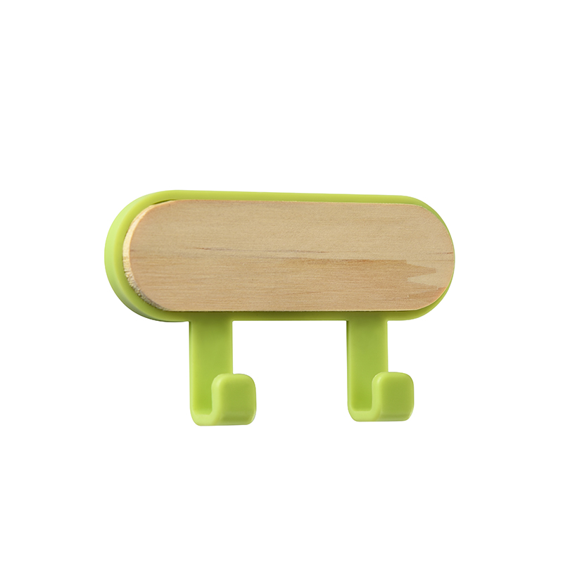 Perchas de madera para colgar en la pared, accesorios de decoración del hogar, de almacenamiento para colgar ropa perchero, llavero: green - 2 Hooks