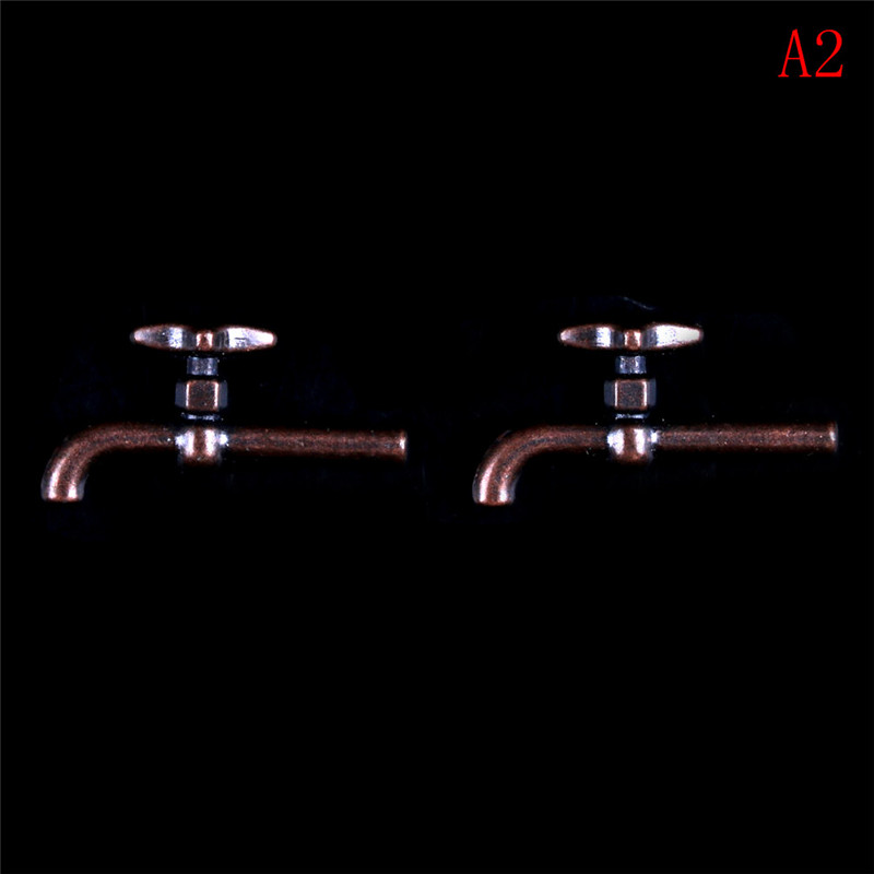 Torneira de metal e plástico para Dollhouse, Brinquedo torneira em miniatura, Acessórios de cozinha e banheiro, Escala 1:12, 1 PC, 2PCs, 4 PCs, 12PCs: Rosa
