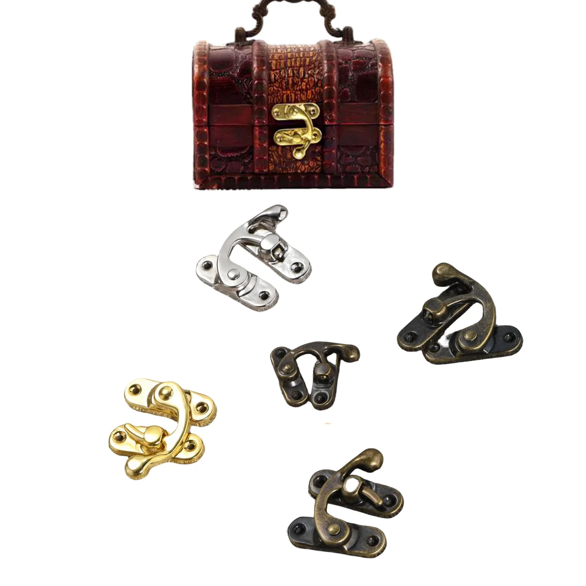 12 stuks houten kist toggle klink hasp haak slot sluiting voor sieraden borst cadeau wijnkoffer lederen tas handtas koffer met schroef