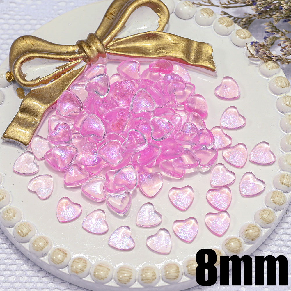 Abalorios transparentes de resina 3D para decoración de uñas, abalorios de corazón de amor, 4mm/6mm/8mm, 100 piezas: Oro