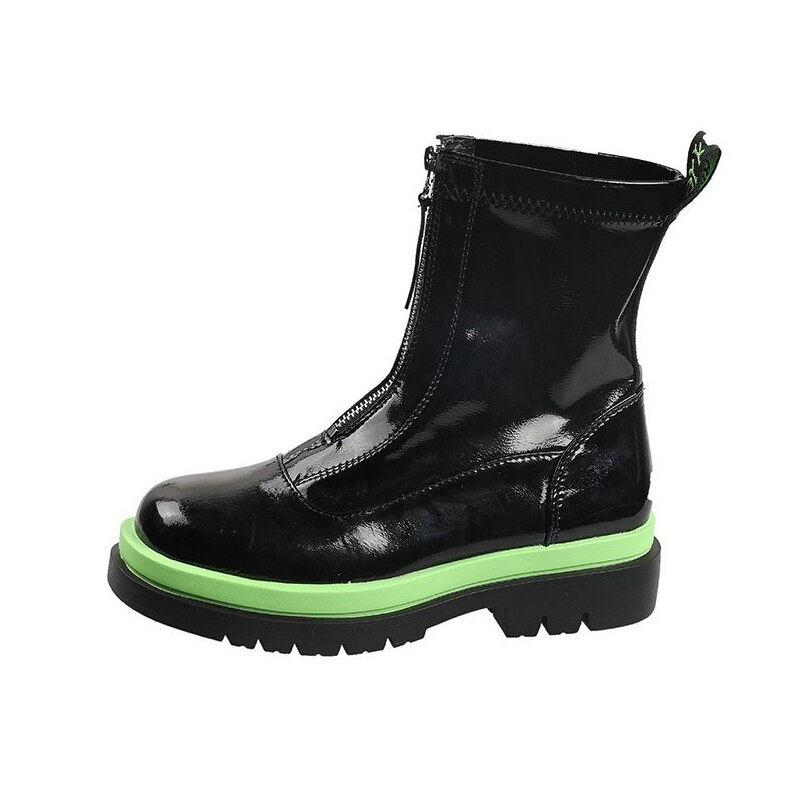 Laarzen halfhoge laarsjes dames leren damesschoenen ronde neus rits lage hak laarsjes kort rubber