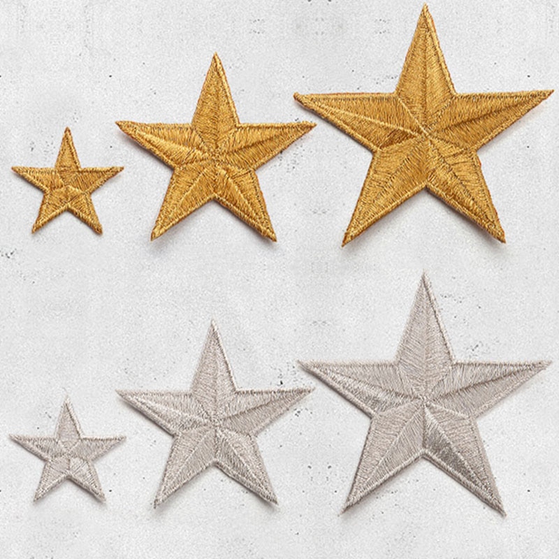 10 Stks/partij Geborduurde Gouden Zilveren Applique Ijzer Op Star Patches Voor Kleding Applique Voor Kleding Trui Zakken Patch Diy