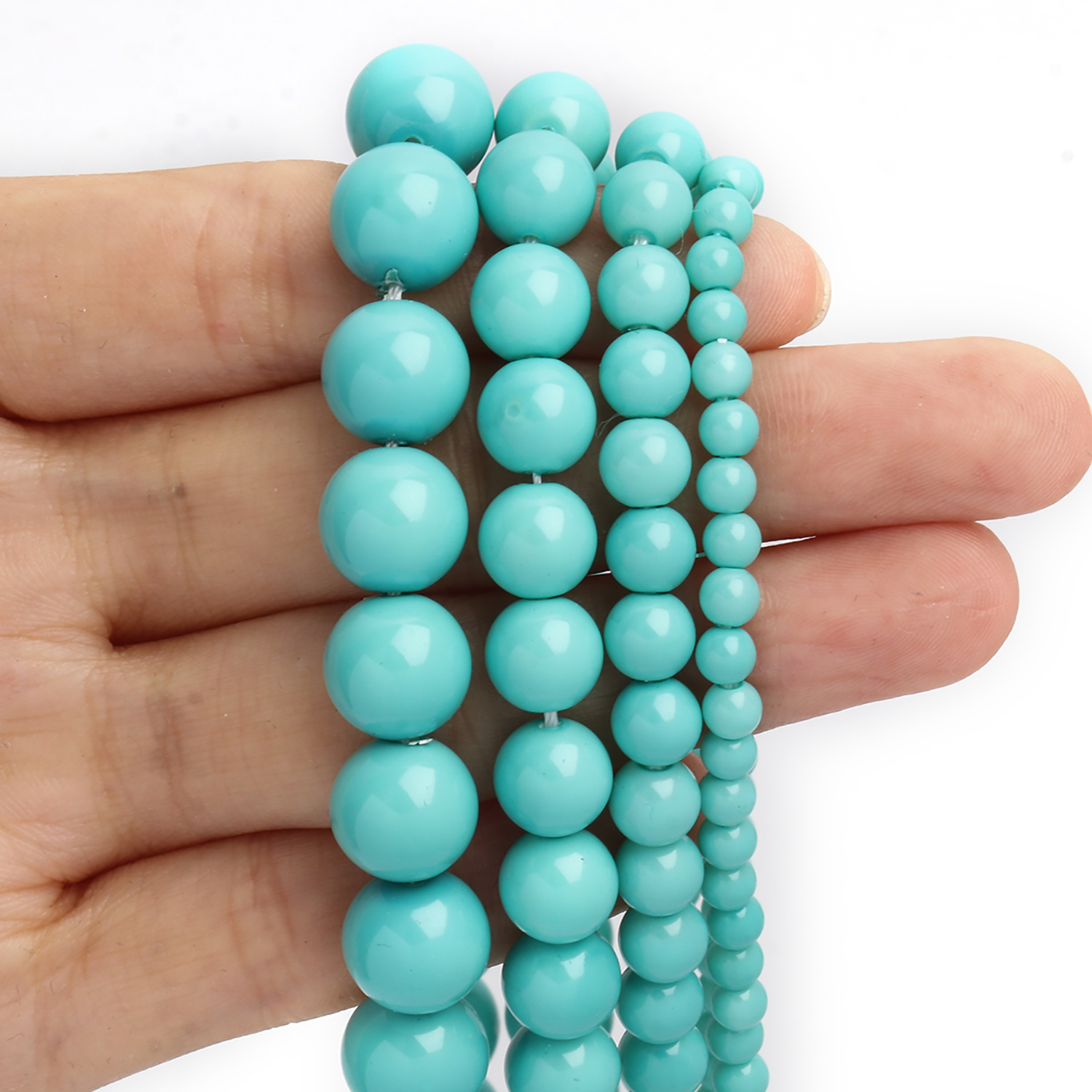 de cuentas de perlas de imitación de vidrio, cuentas espaciadoras de color rosa claro para fabricación de joyería, accesorios de pulsera Diy 4 6 8 10mm: Negro / 4 mm