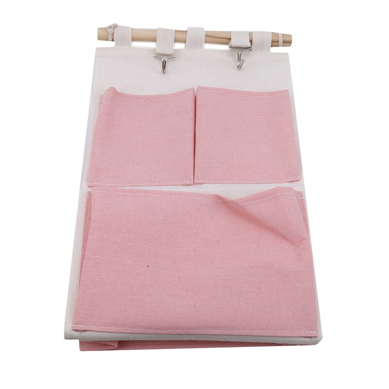 Canvas Printing Cotton Linen Hanging Storage Bag 5 Pockets Wall Mounted Wardrobe Hang Bag Wall Pouch Cosmetic Toys Organizer