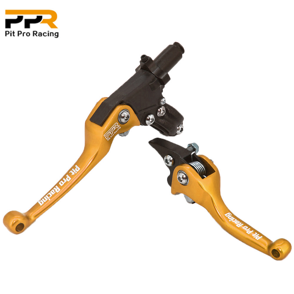 Palancas de freno de embrague para motocicleta Pit Pro Racing CNC F3 2nd, manillar Universal para motocross CR CRF YZF WRF KX KXF: Oro