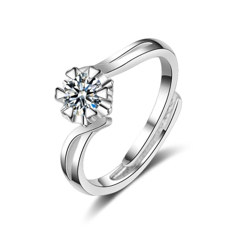 Coréen Zircon 925 en argent Sterling tempérament personnalité femelle redimensionnable ouverture anneaux SRI223