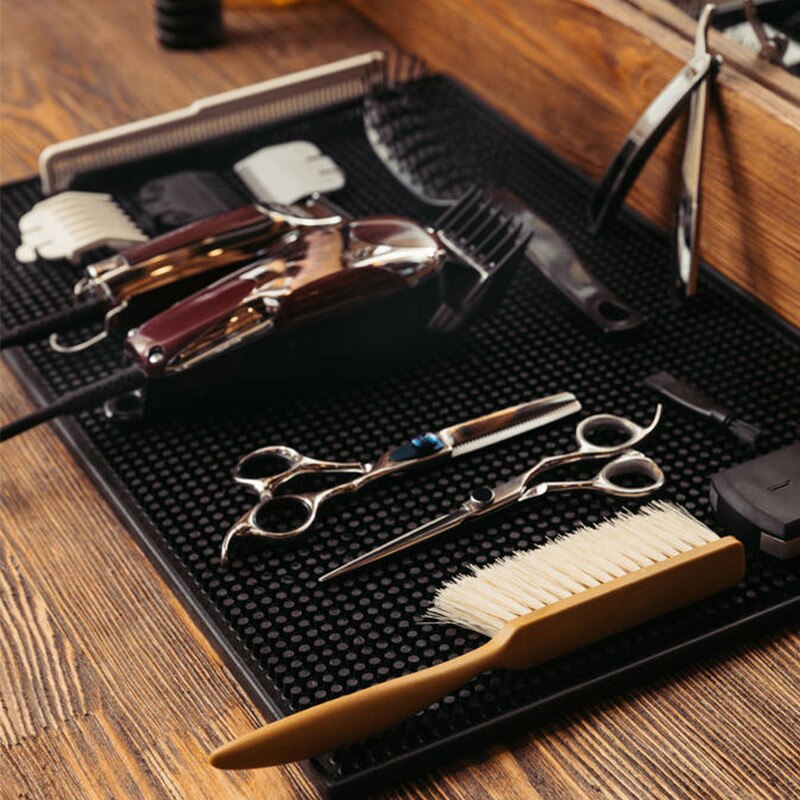 Salon noir coiffeur outils antidérapant tapis sèche-cheveux coupe-cheveux PP doux antidérapant tapis coussin garder Kits de coiffure