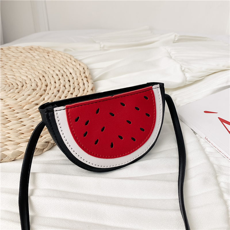 Chongsukei Süße Wassermelone bilden Mini Schulter Tasche Für Baby Mädchen Geldbörse Süße Obst Ananas Kleine Tasche Geldbörse: Schwarz