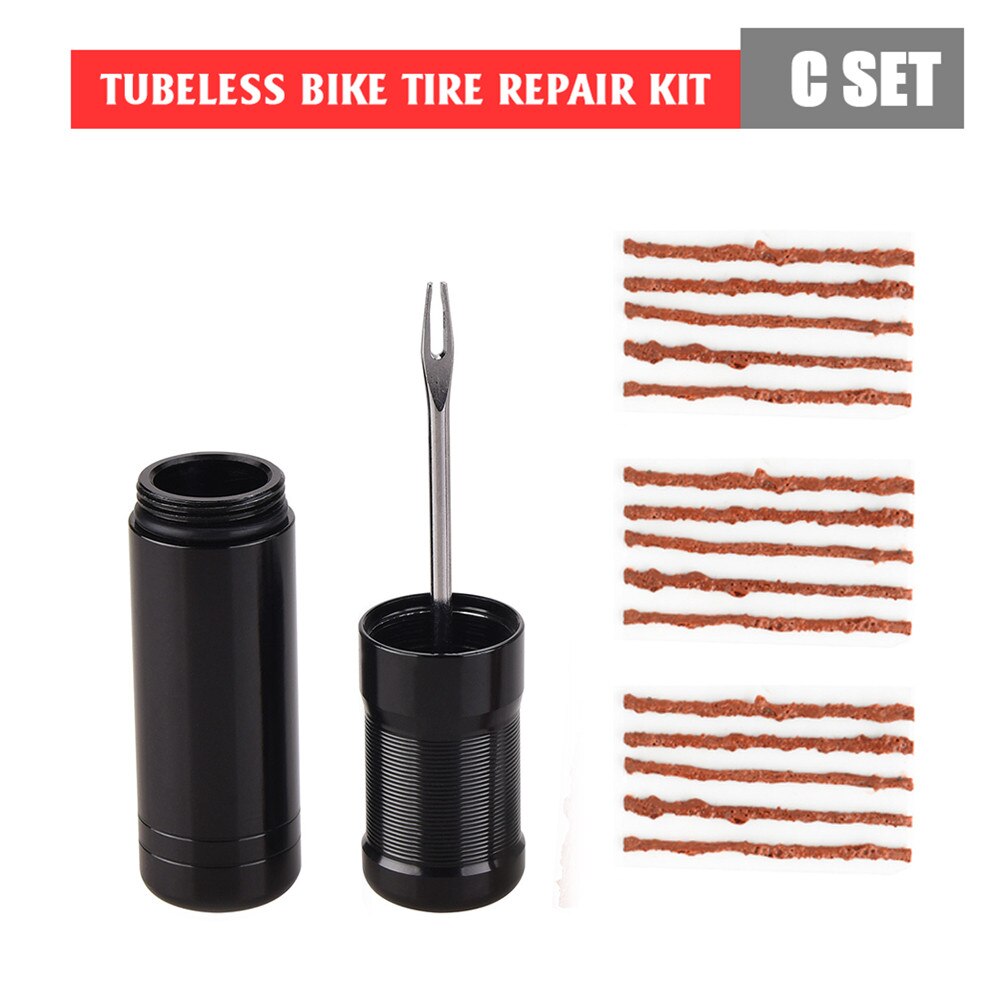 Bicycle Tubeless Tire Repair Kit Tire Portable Urgent Drill Rubber Strips Tyre Puncture Sealant Repair Kit Bicycle Repair Tools: Brown