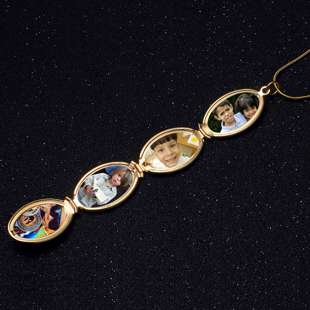 Liefhebbers/Dochter/Zoon Foto Hanger Ketting Goud Kleur Bloemen Patronen Gesneden Ovale Medaillon Foto Plata Ketting Sieraden