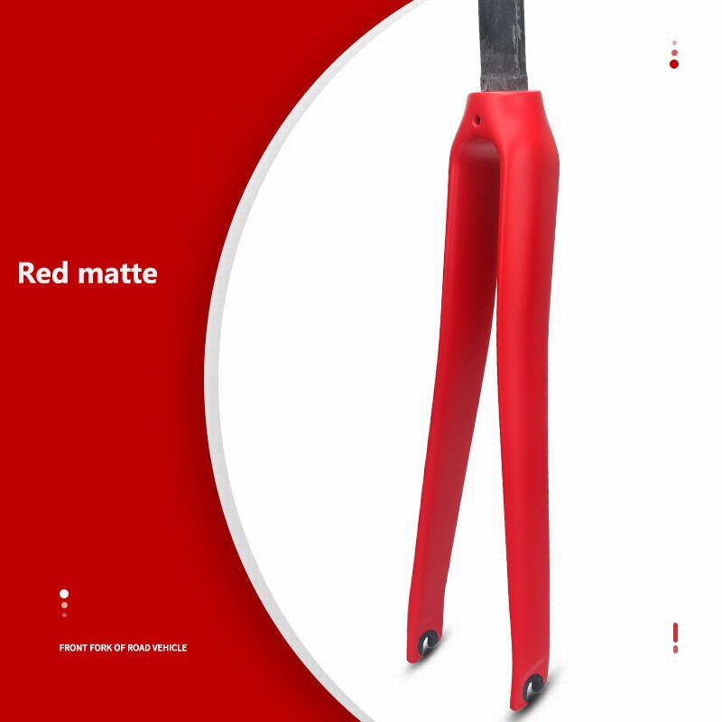 TOSEEK-horquilla de bicicleta de carretera de fibra de carbono 700C, horquilla rígida de freno en V, 3k/UD/12K, horquilla delantera de carbono mate/brillante, peso 365 +/-30g: Red  matte