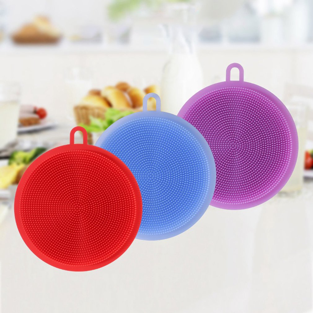 Silicone Sponge Dish Washing Kitchen Scrubber Food-Grade Dishes Multipurpose Sponges Non Stick Cleaning Kitchen Brush