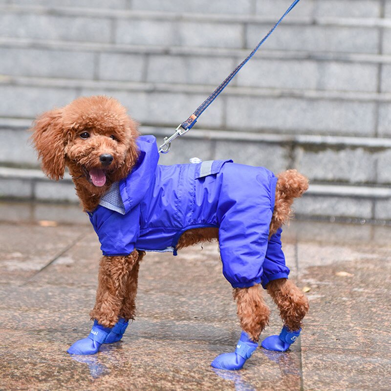 4pcs/set Pet Dog Rain Shoes Portable Rubber Rain Boots Footwear Puppy Cat Anti Slip Waterproof Footwear Four Seasons for Dogs