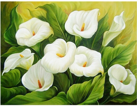 Diamond Embroidery Canvas DIY 5D Diamond Painting Flowers White Calla Lily Cross Stitch Painting Diamond Rhinestones: Default Title