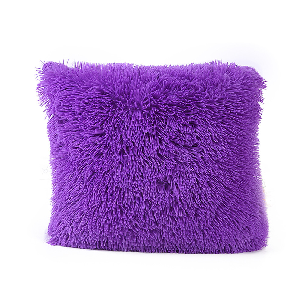 Housse de coussin pour décoration de maison | Coussin de luxe en velours, bleu, vert, jaune, rose, gris, noir, #30: Purple 