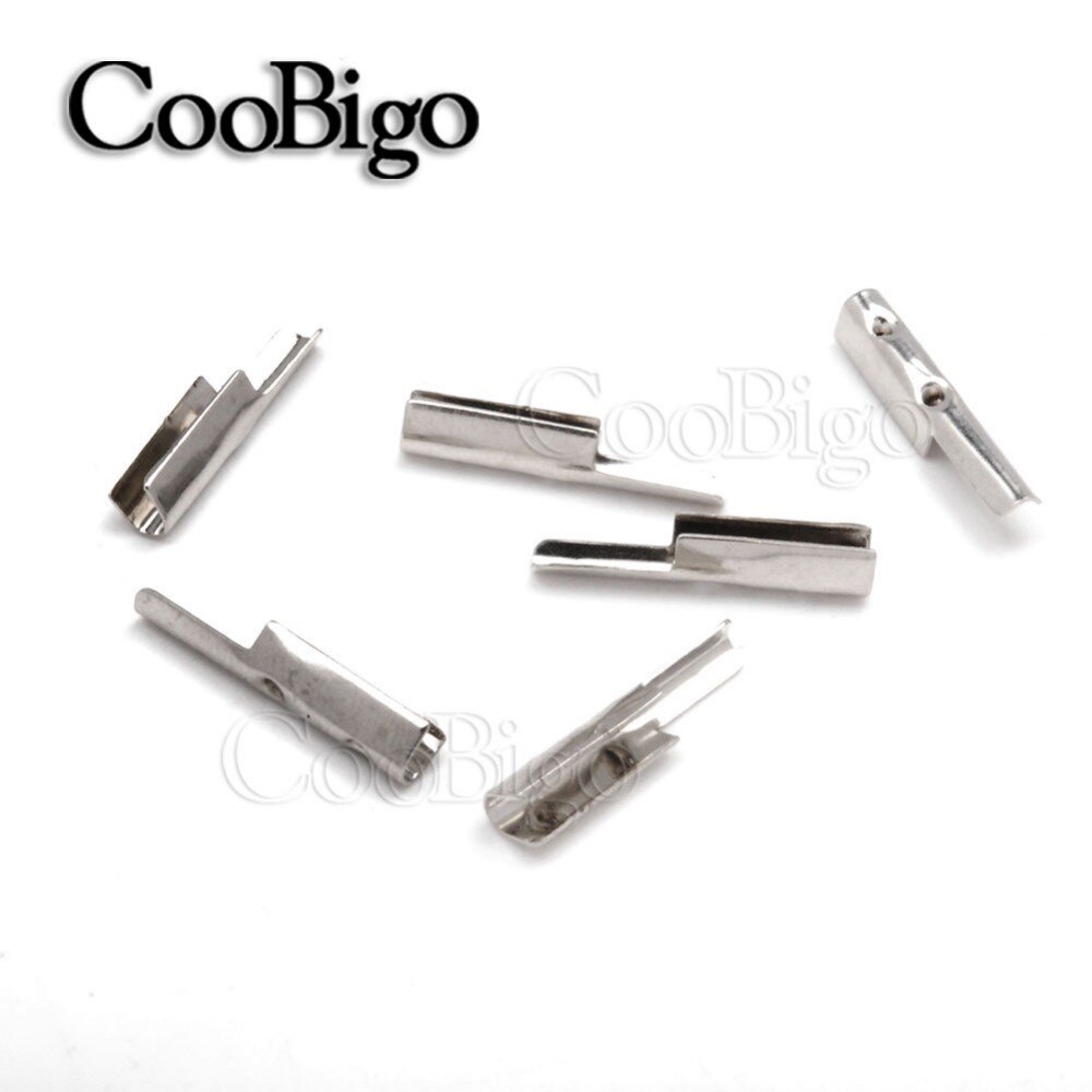 Cierre de cuerda de 2,5mm, Clip de tope de Metal plateado para bolsa de papel, cordón de mano, cinta de correas, accesorios para manualidades de costura DIY, 50 Uds.
