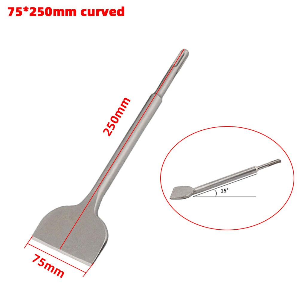 1PC SDS PLUS l Round Shank tile Shovel Electric Hammer Chise Wall Concrete Impact Drill Elbow Widening Drill bit: 75X250 curved