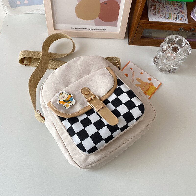 Damen-schultertaschen, karierte rucksäcke, nylon-umhängetaschen für damen, tragbare schultaschen, handtaschen für mädchen