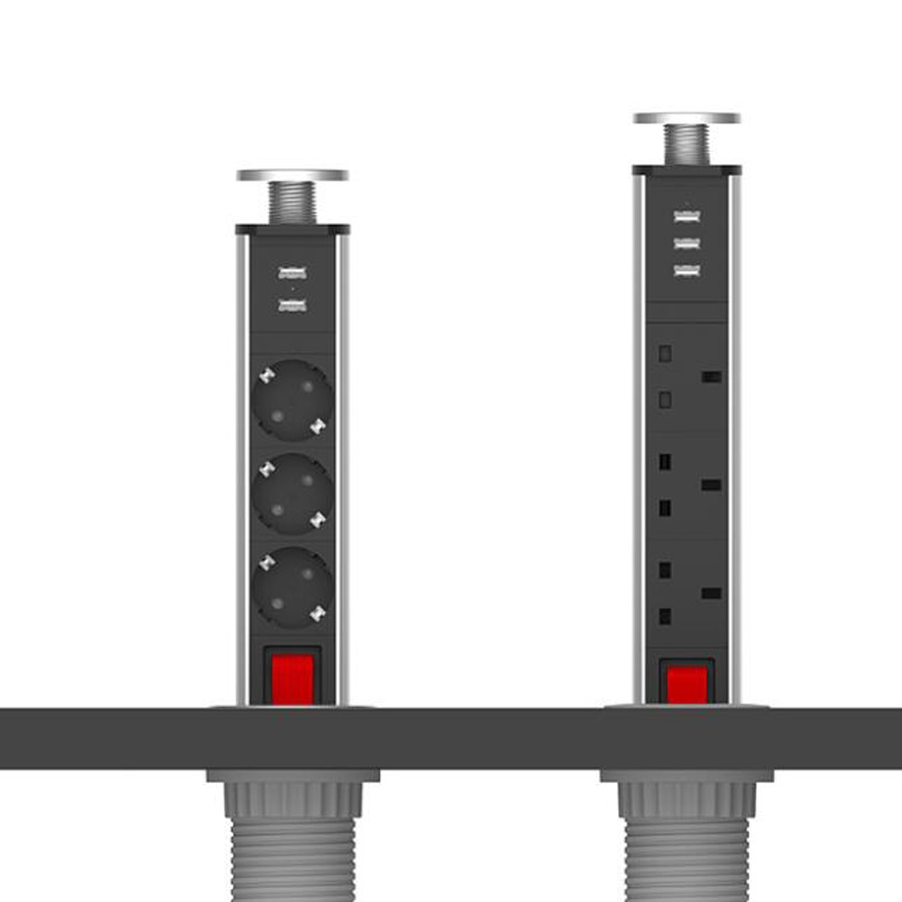 Bord power point stik pop op træk stikkontakt usb oplader bordplade universal elektrisk stik adapter stik til hjemmekontor køkken