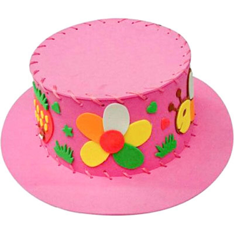 Chapeau tissé en papier mousse EVA créative, 1 pièce, motifs de fleurs et d&#39;étoiles, Art de maternelle, bricolage pour enfants, jouets artisanaux, décorations de fête,: Rose red
