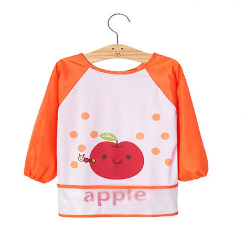 Lovely Kid Toddler Infant Newborn Baby Boy Girl Waterproof Long Sleeve Bib Cartoon Feeding Apron Rain wear: Orange