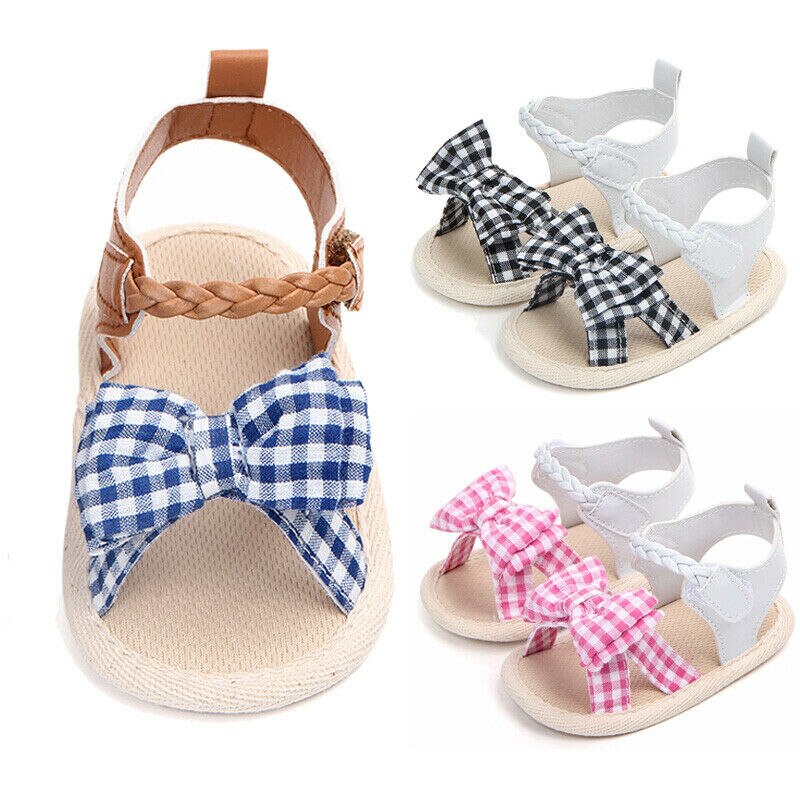 Zomer Zoete Pasgeboren Baby Meisjes Sandalen Prinses Streep Boog Soft Sole Crib Schoenen Baby Peuter Wandelaars Sandalen