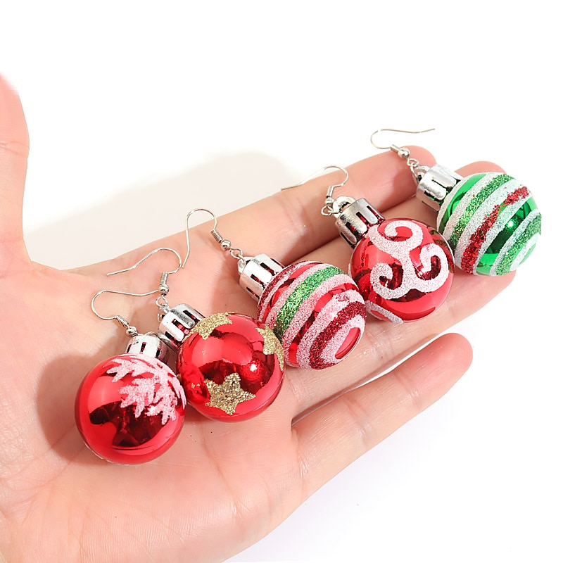 Pendientes creativos de gota de bombilla de Navidad para mujer, aretes de bola de Navidad para mujer, de Navidad, colgantes de bola de Arete coloridos para mujer