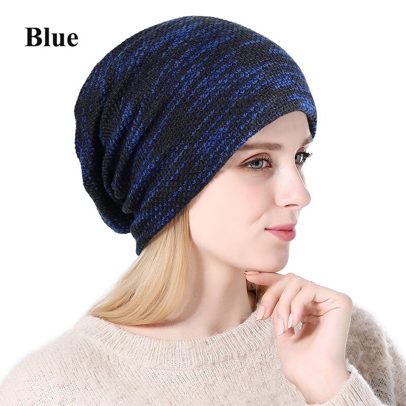 Kvinner menn vinter vindtett varm ski snowboard snowboard lue sport fotturer ski smekker strikke ull luer posete slouchy lue lokk: Blå