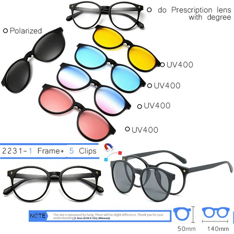 IVSTA 3 in 1 Clip Auf Sonnenbrille Männer Polarisierte Magnet Gläser Magnetische Clips Rezept Optischen Rahmen Spektakel Frauen Lesen: 2231-5PCS