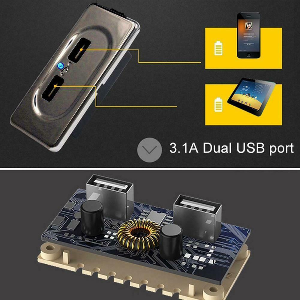 1*car Charger DC5V/3.1A Dual USB Ports Charger Socket For 12V Car Boat Motorhome Caravan 2022 With Indication Function