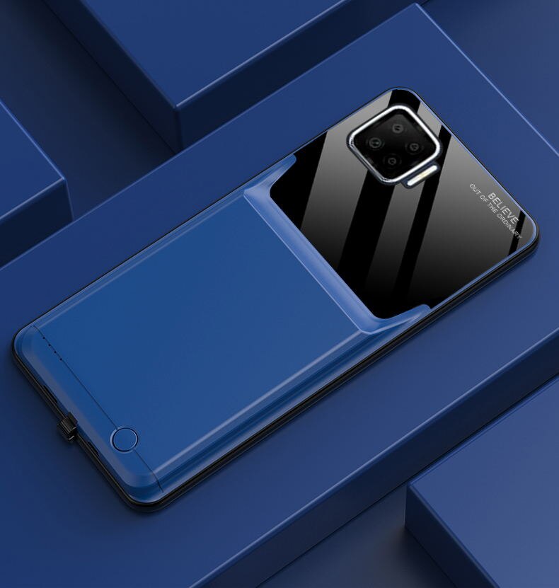 Quling 10000 Mah Voor Oppo F17 Batterij Case Batterij Oplader Bank Power Case Voor Oppo F17 Batterij Case: Blauw