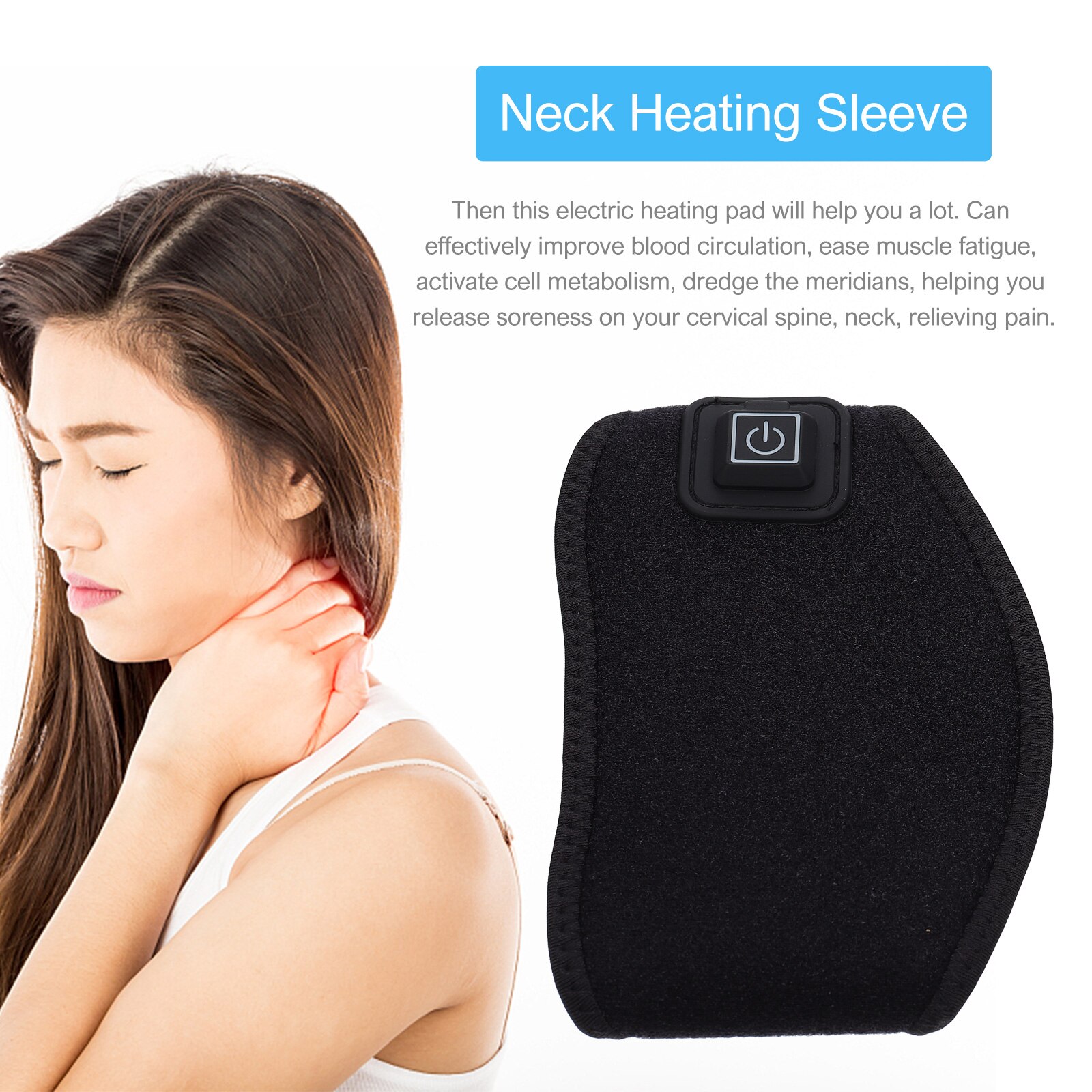 Oplaadbare Verwarmde Nek Beschermer Mouw Elektrische Verwarming Nek Pad (Zwart)