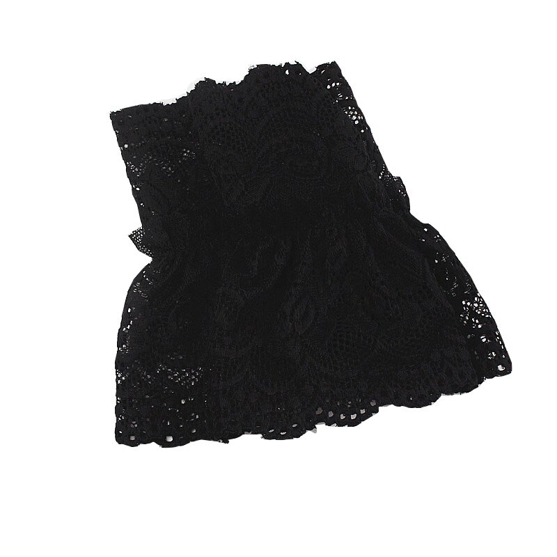 2 unidades/par de manguitos acampanados falsos de encaje floral, puños falsos fruncidos, suéter, blusa, ropa, mangas hasta la muñeca: Negro