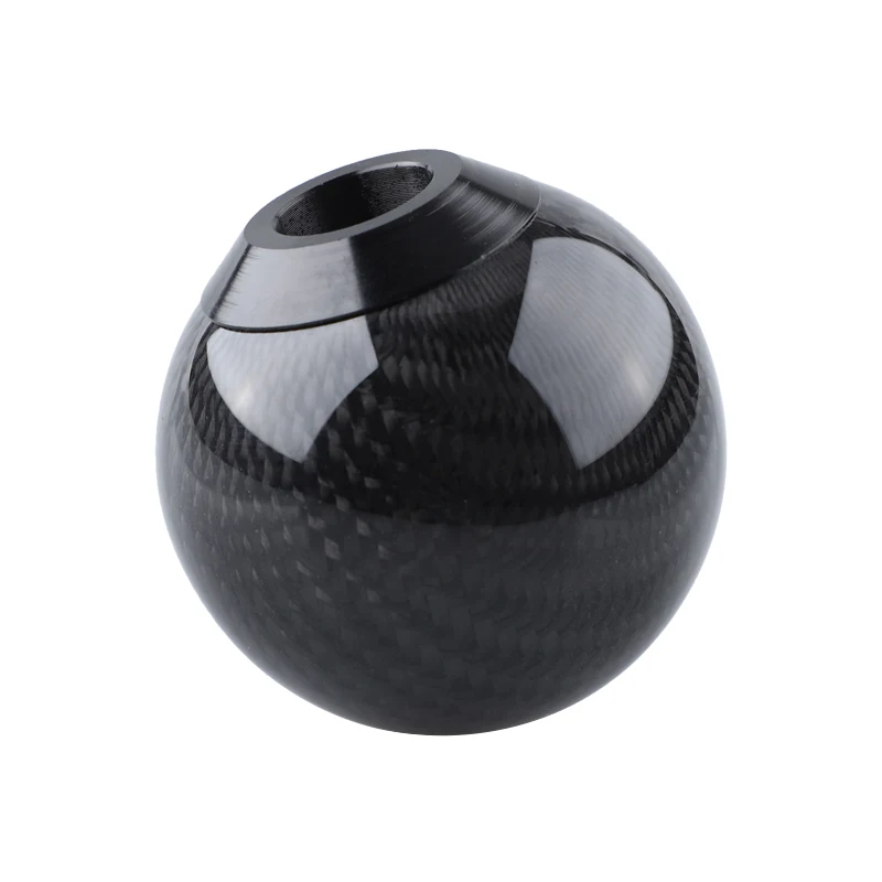 Perilla de palanca de cambios Circular Universal de fibra de carbono para coche, mango de palanca de cambios con forma de bola redonda, palanca de cabeza AT MT negra
