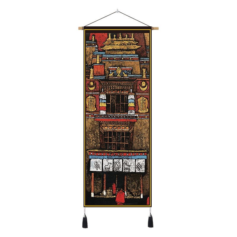 Tibetan Art Hanging Tapestry Velvet Cloth Scroll Painting Wall Pictures Home Tibet Bedroom Art Ethnic Decorative Wall Tapestries: 47x120cm C